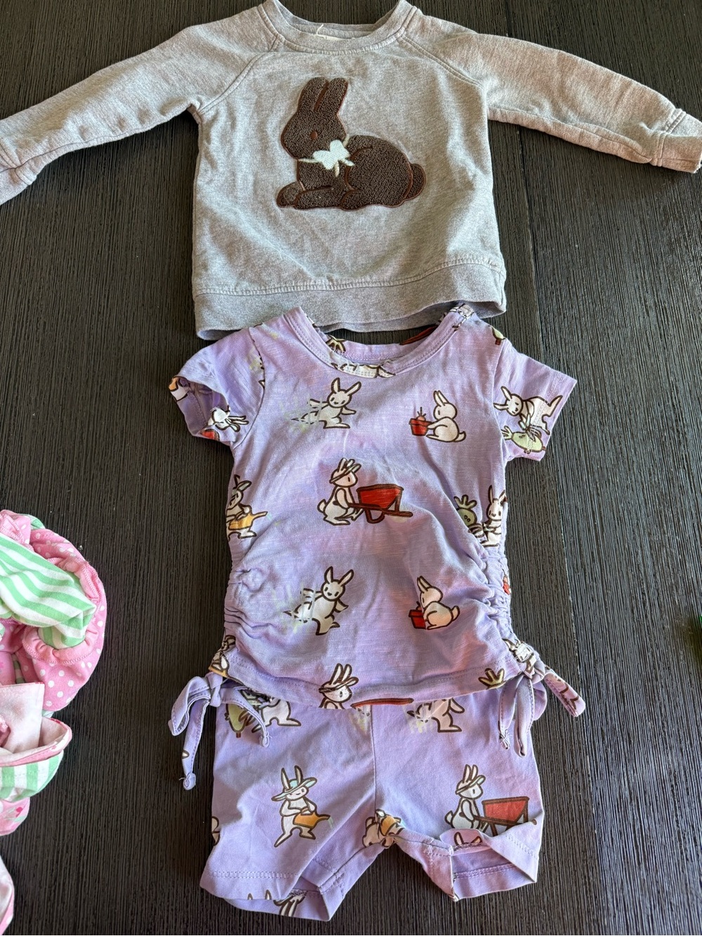 Kids Bunny Print Lavender Pajama Set - Brand Not Visible